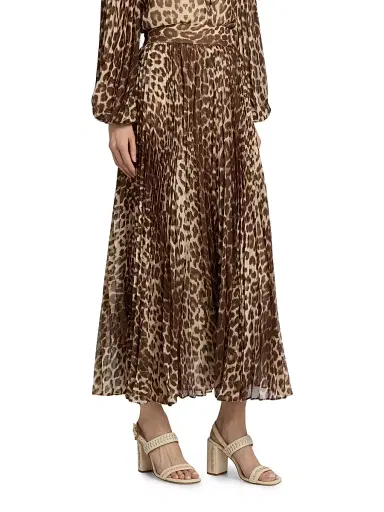 Zimmermann Women's Leopard Sunray Pleated Maxi Skirt | Thumbnail 4 Zimmermann Women's Leopard Sunray Pleated Maxi Skirt | Thumbnail 4