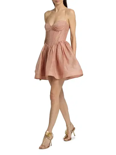 Zimmermann Women's Luna Corset Linen-Silk Fit-&-Flare Minidress - Peony - Size 8 | Thumbnail 2 Zimmermann Women's Luna Corset Linen-Silk Fit-&-Flare Minidress - Peony - Size 8 | Thumbnail 2