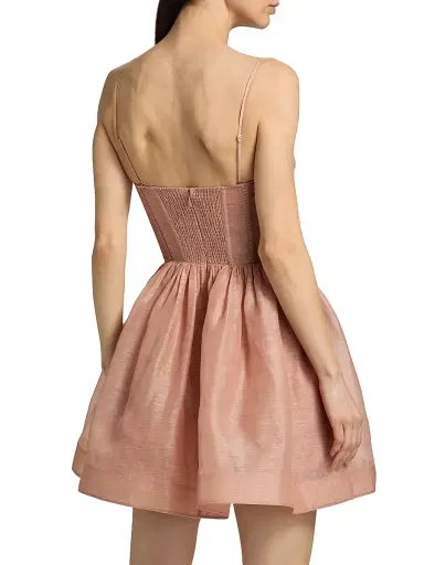 Zimmermann Women's Luna Corset Linen-Silk Fit-&-Flare Minidress - Peony - Size 8 | Thumbnail 5 Zimmermann Women's Luna Corset Linen-Silk Fit-&-Flare Minidress - Peony - Size 8 | Thumbnail 5