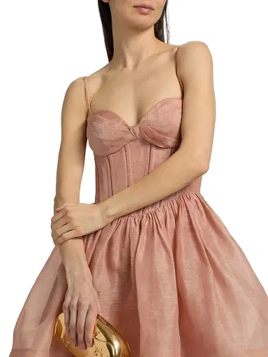 Zimmermann Women's Luna Corset Linen-Silk Fit-&-Flare Minidress - Peony - Size 8 | Thumbnail 7 Zimmermann Women's Luna Corset Linen-Silk Fit-&-Flare Minidress - Peony - Size 8 | Thumbnail 7