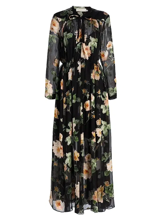 Women's Luna Burnout Maxi Dress - Black Rose