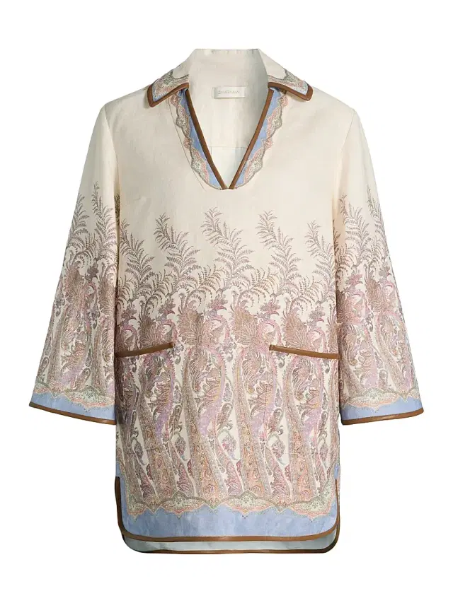 Zimmermann Women's Alchemy Floral Paisley Linen Tunic Minidress - Cream Paisley