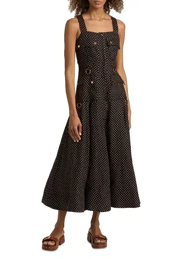 Zimmermann Women's Luna Polka Dot Cargo-Style Picnic Midi-Dress - Black Dot | Thumbnail 3 Zimmermann Women's Luna Polka Dot Cargo-Style Picnic Midi-Dress - Black Dot | Thumbnail 3