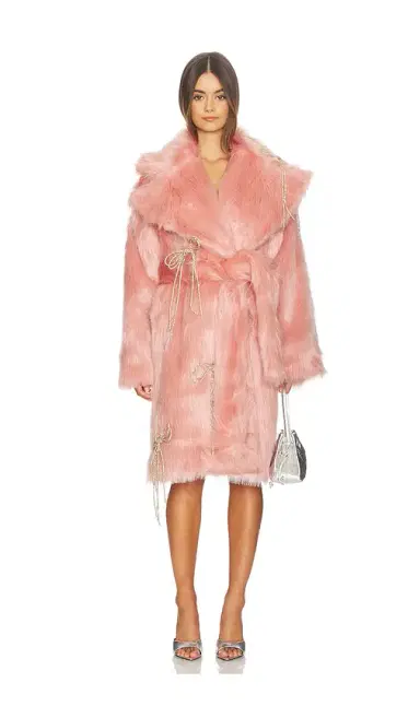 Milkwhite Faux Fur Coat With Faux Pearls | Thumbnail 2 Milkwhite Faux Fur Coat With Faux Pearls | Thumbnail 2