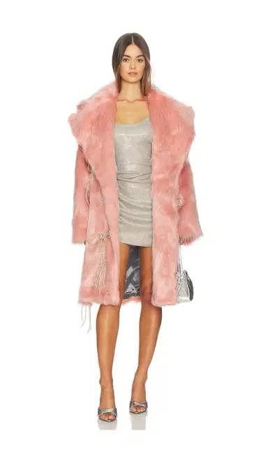 Milkwhite Faux Fur Coat With Faux Pearls | Thumbnail 1 Milkwhite Faux Fur Coat With Faux Pearls | Thumbnail 1