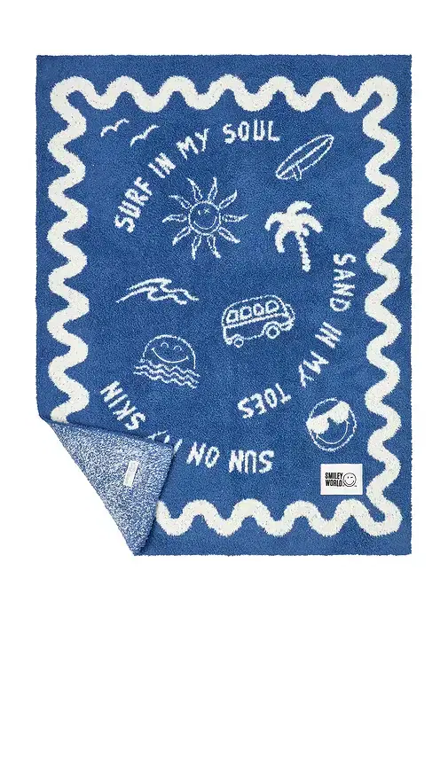 Barefoot Dreams Cozychic Smileyworld Surf Stroller Blanket