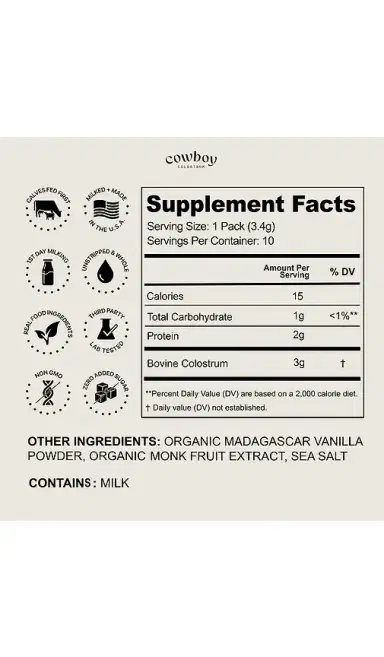 Cowboy Colostrum Vanilla Stick Packs 10ct | Thumbnail 2