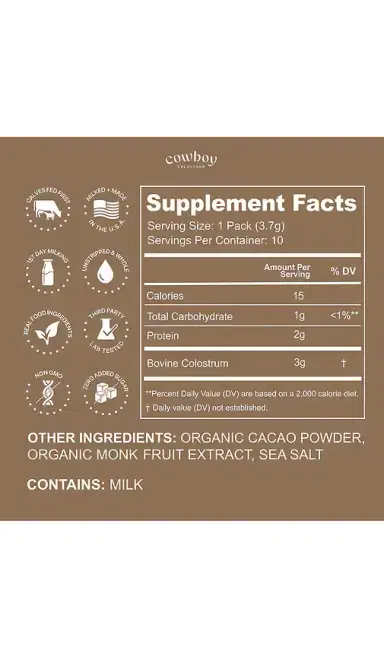 Cowboy Colostrum Chocolate Stick Packs 10ct | Thumbnail 2