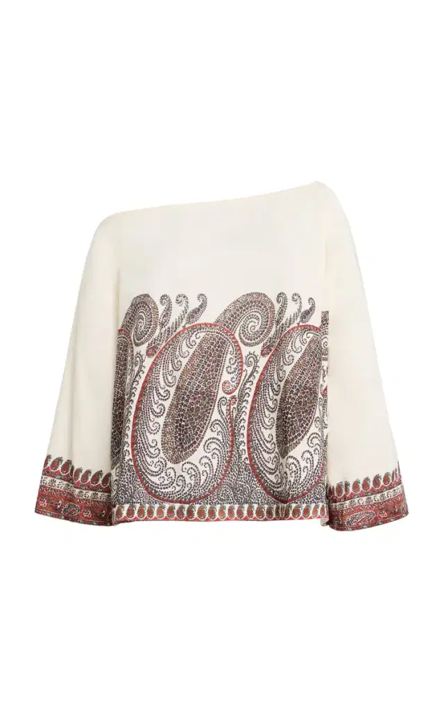 Cassia Off-The-Shoulder Paisley Cotton-Blend Top