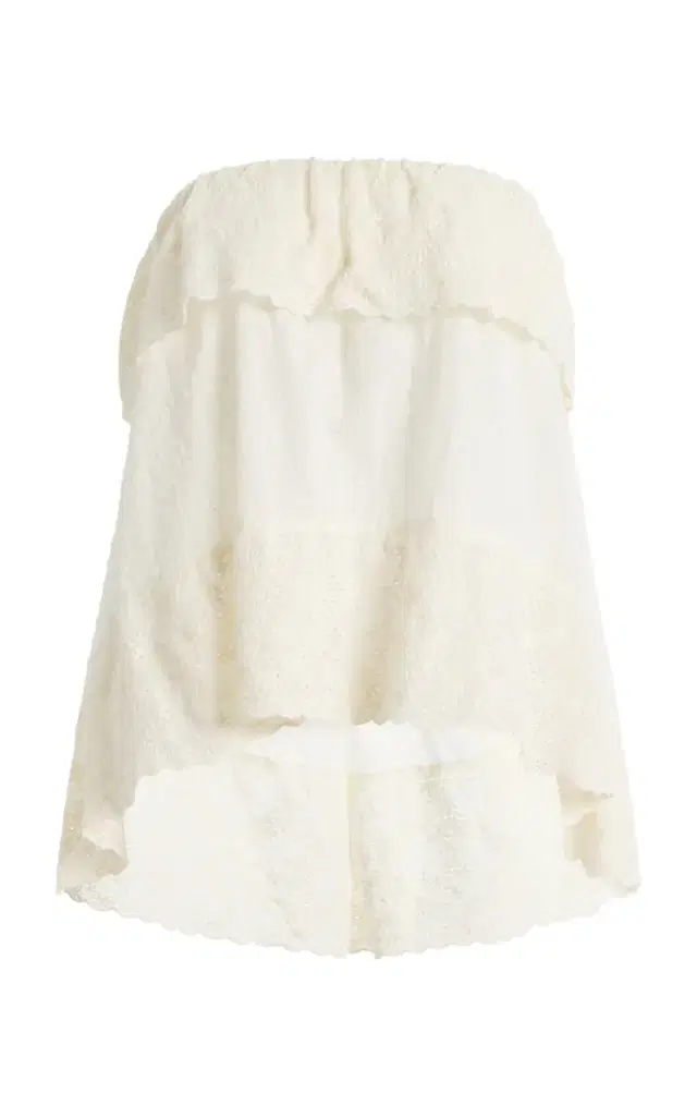 Serenia Strapless Lace-Frill Cotton Top