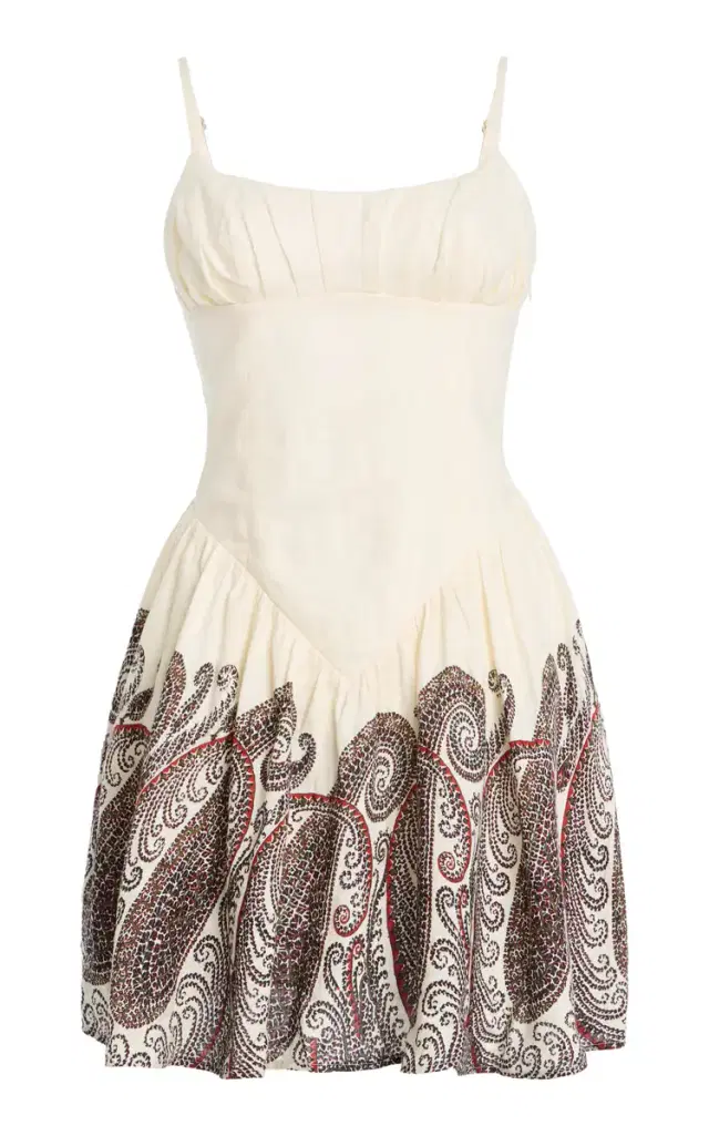 Boteh Cassia Gathered Linen Mini Dress