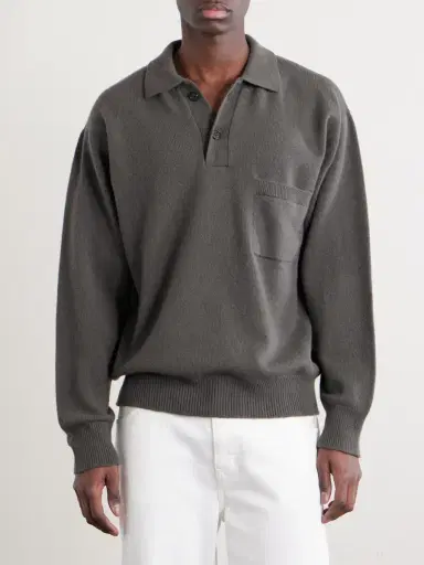 Margaret Howell Merino Wool and Cashmere-Blend Polo Sweater - Men | Thumbnail 3