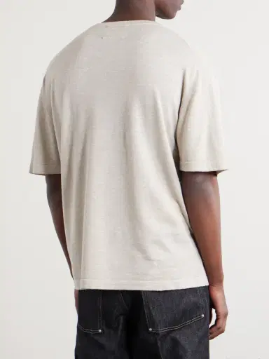 The Elder Statesman Lenny Ribbed Wool, Silk and Linen-Blend T-Shirt - Men | Thumbnail 4