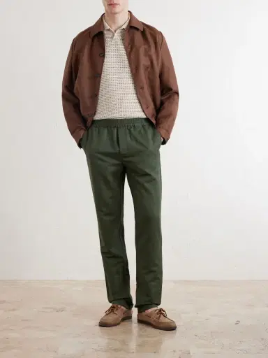 Sunspel Tapered Cotton and Linen-Blend Trousers - Men | Thumbnail 2 Sunspel Tapered Cotton and Linen-Blend Trousers - Men | Thumbnail 2