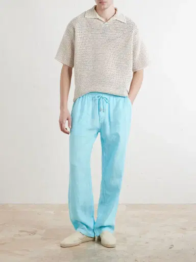 Vilebrequin Pacha Straight-Leg Linen Drawstring Trousers - Men | Thumbnail 2 Vilebrequin Pacha Straight-Leg Linen Drawstring Trousers - Men | Thumbnail 2