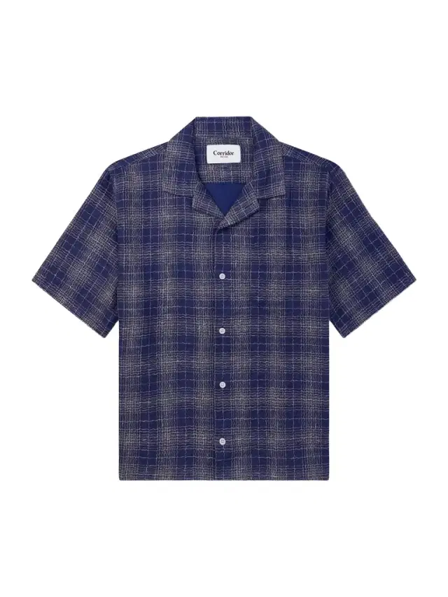 Corridor Camp-Collar Checked Cotton and Linen-Blend Gauze Shirt - Men