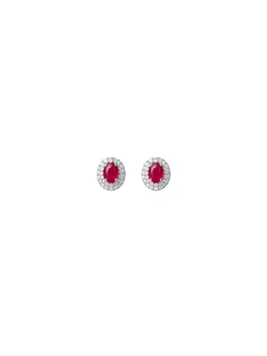 Wish Fine Jewelry 1.99ct Diamond Ruby 18K Gold Halo Stud Earrings | Thumbnail 1 Wish Fine Jewelry 1.99ct Diamond Ruby 18K Gold Halo Stud Earrings | Thumbnail 1