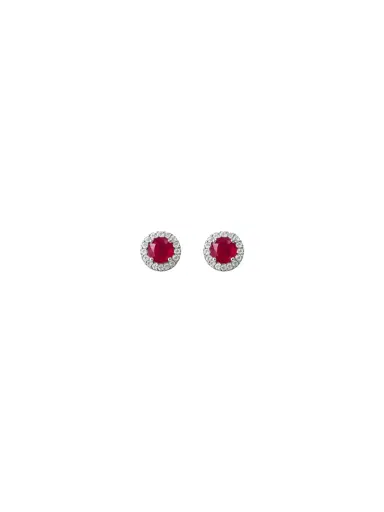 Wish Fine Jewelry 4.61ct Diamond Ruby 18K Gold Halo Stud Earrings | Thumbnail 1 Wish Fine Jewelry 4.61ct Diamond Ruby 18K Gold Halo Stud Earrings | Thumbnail 1