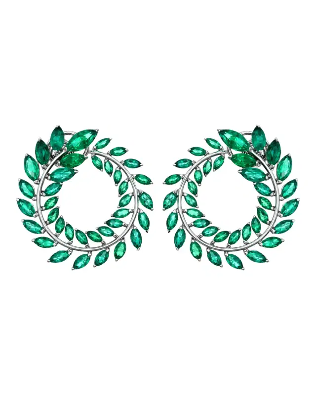 Wish Fine Jewelry 8.30ct Emerald 18K Gold Cluster Earrings