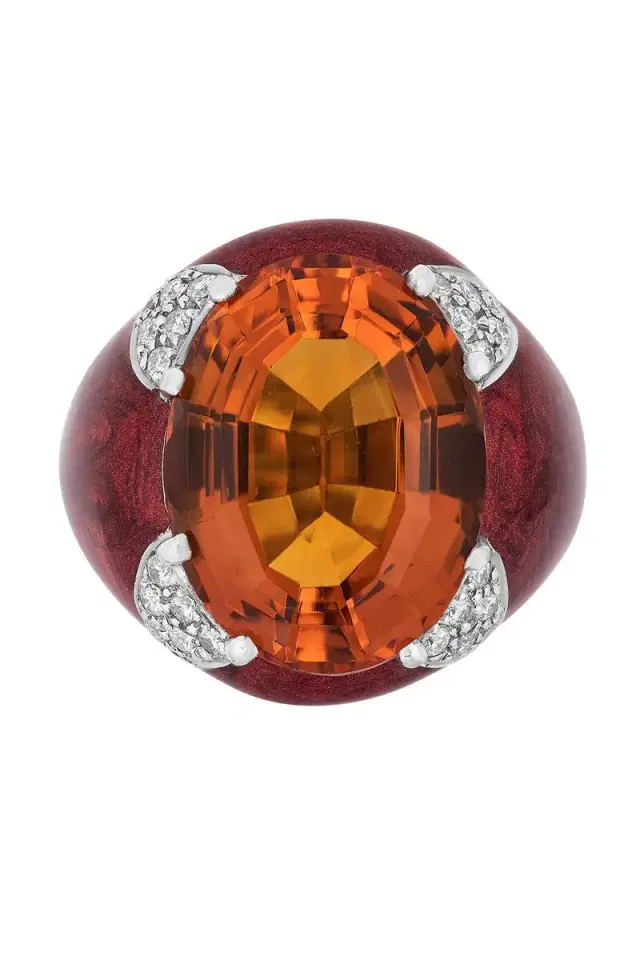 Citrine Red Oval Ring