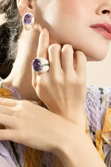 ANDREOLI Diamond Amethyst White Ring | Thumbnail 3 ANDREOLI Diamond Amethyst White Ring | Thumbnail 3