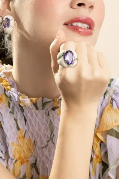 ANDREOLI Diamond Amethyst White Ring | Thumbnail 4 ANDREOLI Diamond Amethyst White Ring | Thumbnail 4