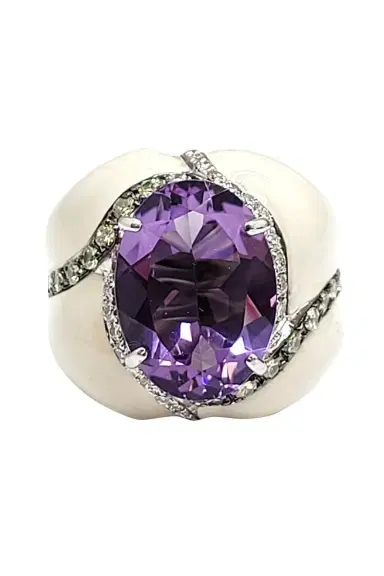 ANDREOLI Diamond Amethyst White Ring | Thumbnail 1 ANDREOLI Diamond Amethyst White Ring | Thumbnail 1