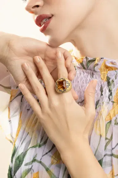 ANDREOLI Diamond Citrine White Ring | Thumbnail 3