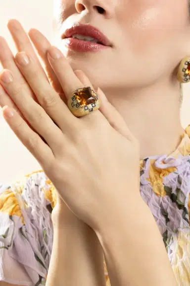ANDREOLI Diamond Citrine White Ring | Thumbnail 4