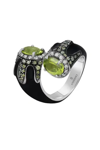 ANDREOLI Peridot Black Bypass Ring | Thumbnail 2