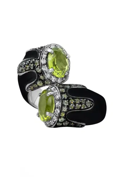 ANDREOLI Peridot Black Bypass Ring | Thumbnail 1