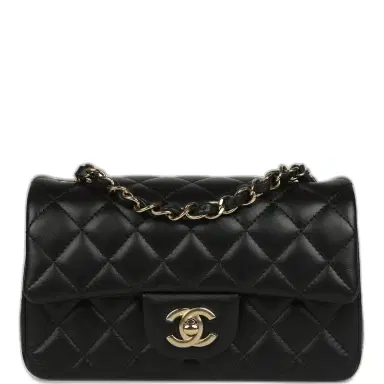 Chanel Chanel Mini Classic Rectangular Flap Bag Black Lambskin Light Gold Hardware | Thumbnail 1 Chanel Chanel Mini Classic Rectangular Flap Bag Black Lambskin Light Gold Hardware | Thumbnail 1