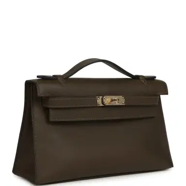 HERMÈS Hermes Kelly Pochette Vert Loden Swift Permabrass Hardware | Thumbnail 2