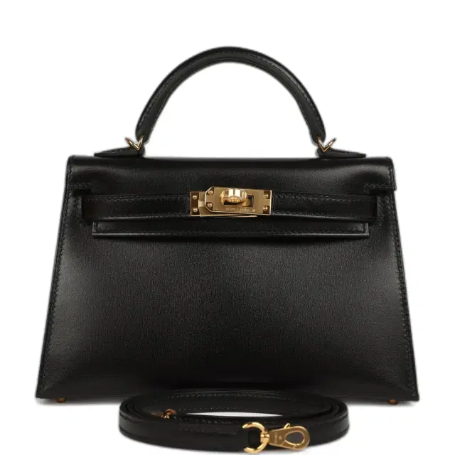 Hermes Kelly Sellier 20 Black Box Gold Hardware
