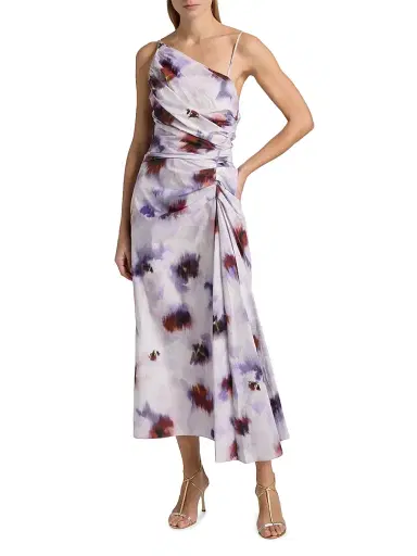 A.L.C. Women's Juno Floral Ruched Cotton Midi-Dress | Thumbnail 3 A.L.C. Women's Juno Floral Ruched Cotton Midi-Dress | Thumbnail 3