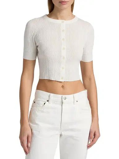 A.L.C. Women's Lottie Short-Sleeve Crop Cardigan | Thumbnail 3
