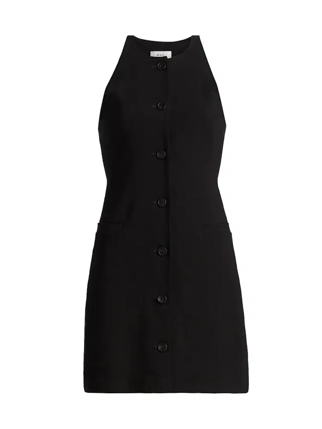 Women's Suri Linen-Blend Minidress - Black