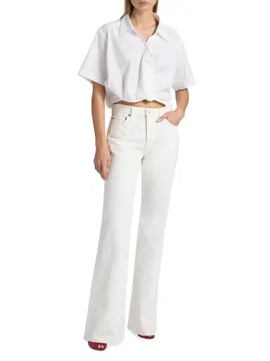 A.L.C. Women's Lily Short-Sleeve Crop Top - Bright White - Size XL | Thumbnail 2