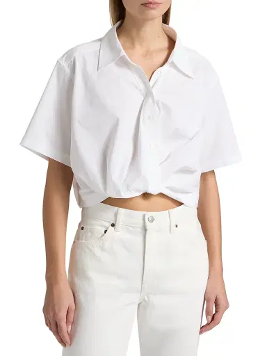A.L.C. Women's Lily Short-Sleeve Crop Top - Bright White - Size XL | Thumbnail 3