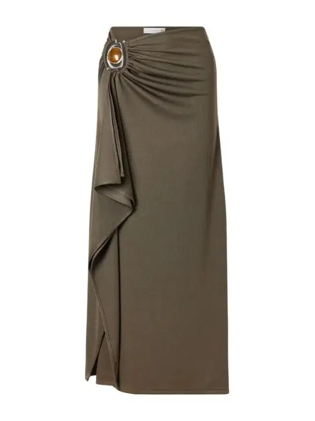 Occhio Embellished Ribbed-jersey Maxi Skirt