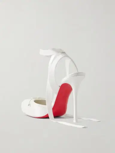 Christian Louboutin Cassia Lace Up 100 Crepe Satin Squared Toe Ballerina Pump | Thumbnail 3