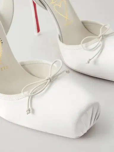 Christian Louboutin Cassia Lace Up 100 Crepe Satin Squared Toe Ballerina Pump | Thumbnail 5