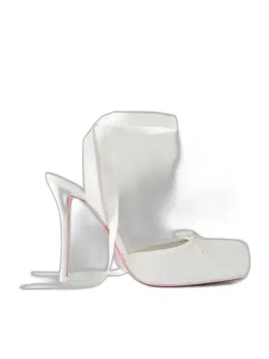 Christian Louboutin Cassia Lace Up 100 Crepe Satin Squared Toe Ballerina Pump | Thumbnail 1