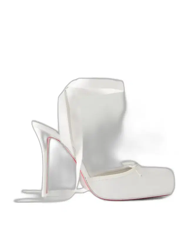 Christian Louboutin Cassia Lace Up 100 Crepe Satin Squared Toe Ballerina Pump