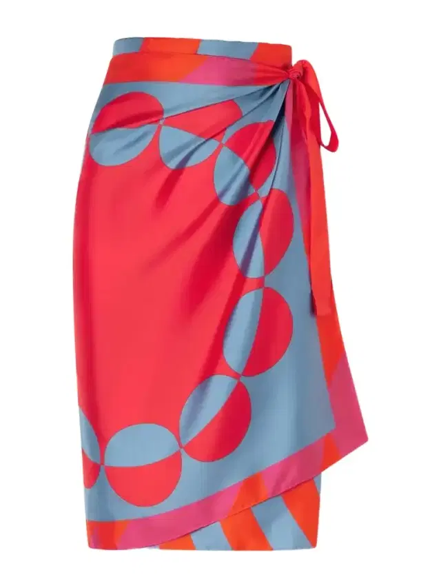 Printed Wrap Silk Skirt