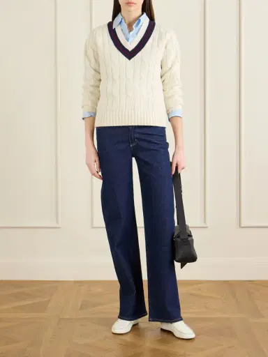 Nili Lotan Fabiana Striped Cable-knit Wool Sweater | Thumbnail 2 Nili Lotan Fabiana Striped Cable-knit Wool Sweater | Thumbnail 2