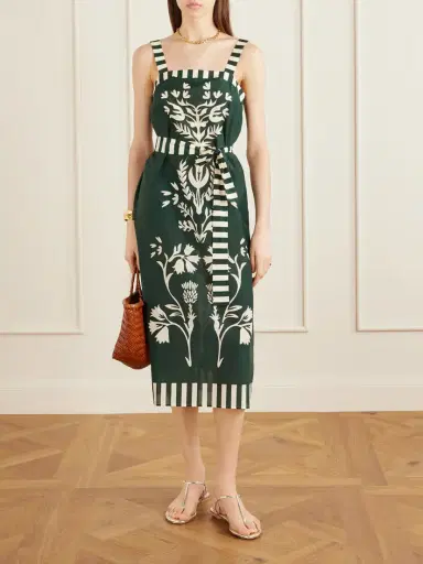 Eres Lakshya Belted Printed Cotton And Silk-blend Midi Dress | Thumbnail 2 Eres Lakshya Belted Printed Cotton And Silk-blend Midi Dress | Thumbnail 2