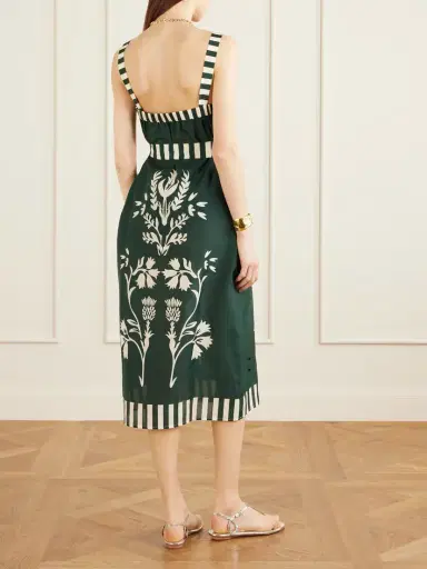 Eres Lakshya Belted Printed Cotton And Silk-blend Midi Dress | Thumbnail 3 Eres Lakshya Belted Printed Cotton And Silk-blend Midi Dress | Thumbnail 3