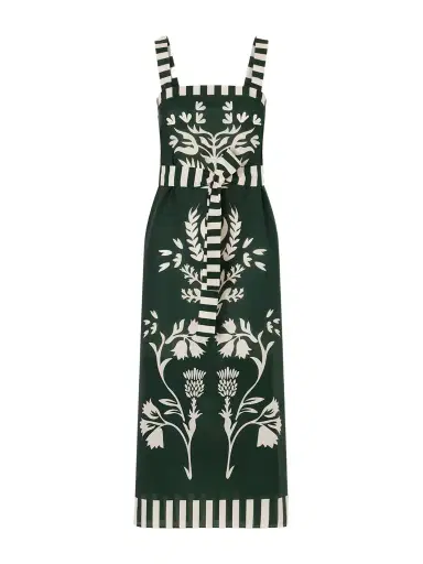 Eres Lakshya Belted Printed Cotton And Silk-blend Midi Dress | Thumbnail 1 Eres Lakshya Belted Printed Cotton And Silk-blend Midi Dress | Thumbnail 1