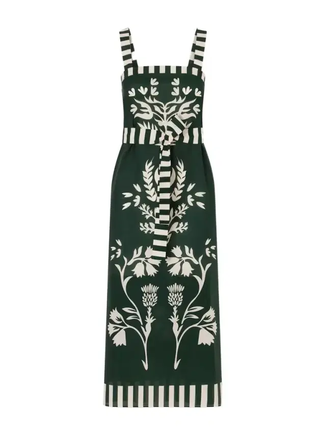 Eres Lakshya Belted Printed Cotton And Silk-blend Midi Dress